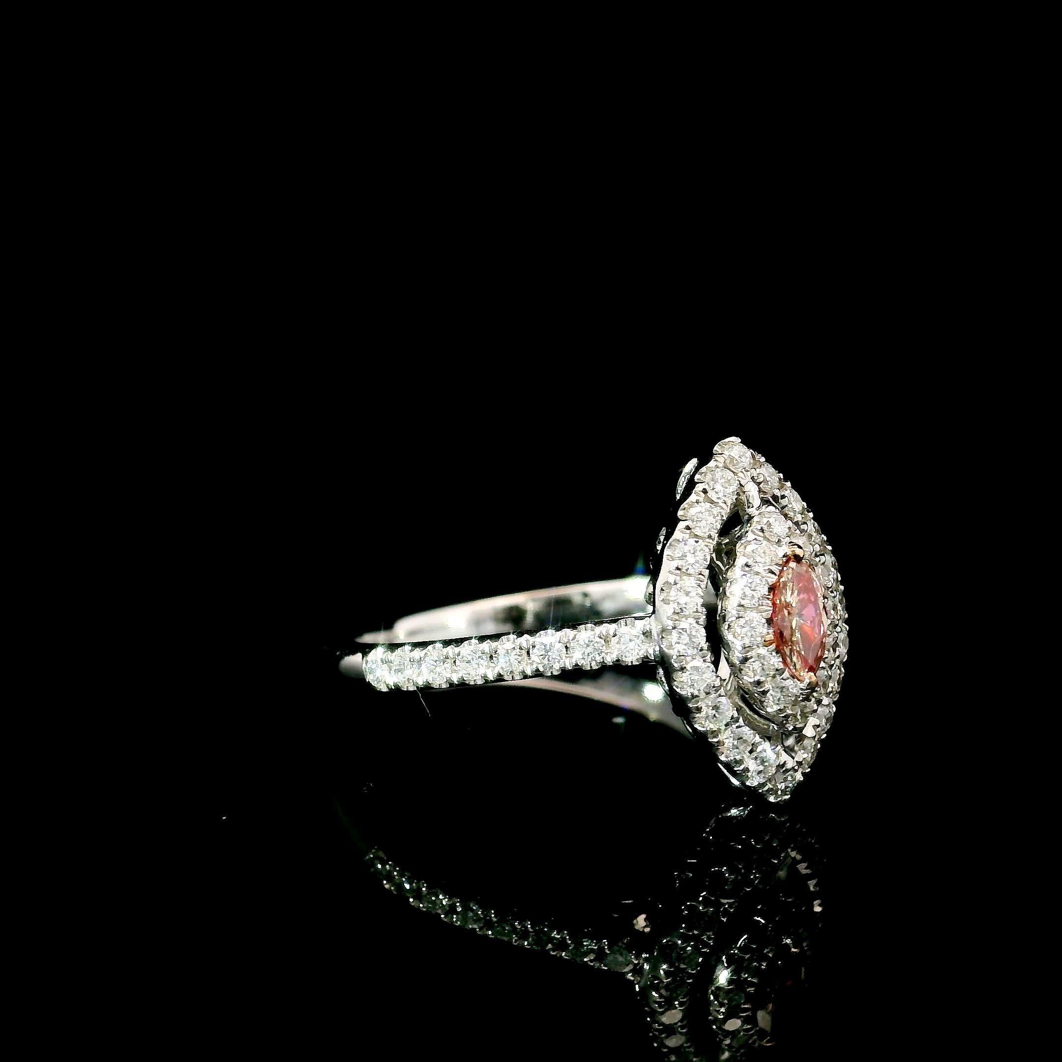 AGL Certified 0.101 Carat Fancy Pink VS Clarity Diamond Ring In New Condition For Sale In บางรัก, TH