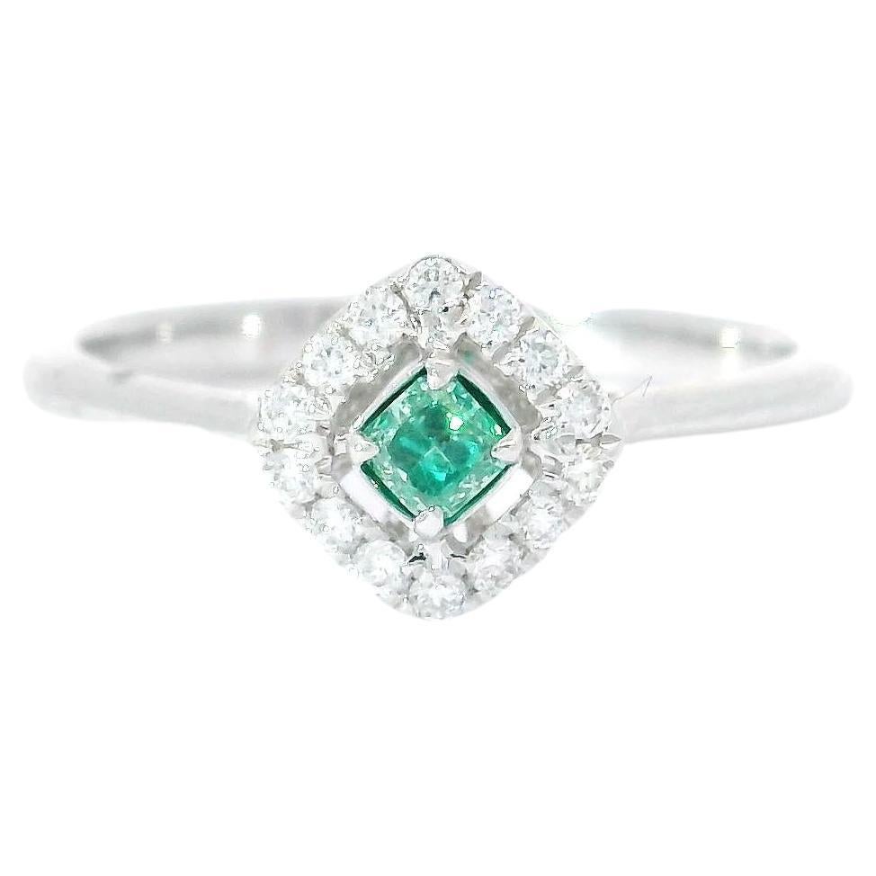 AGL Certified 0.102 Carat Fancy Intense Green SI Clarity Diamond Ring For Sale