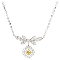 Colgante de Diamante Certificado AGL de 0,106 Quilates Amarillo Intenso I1 Claridad