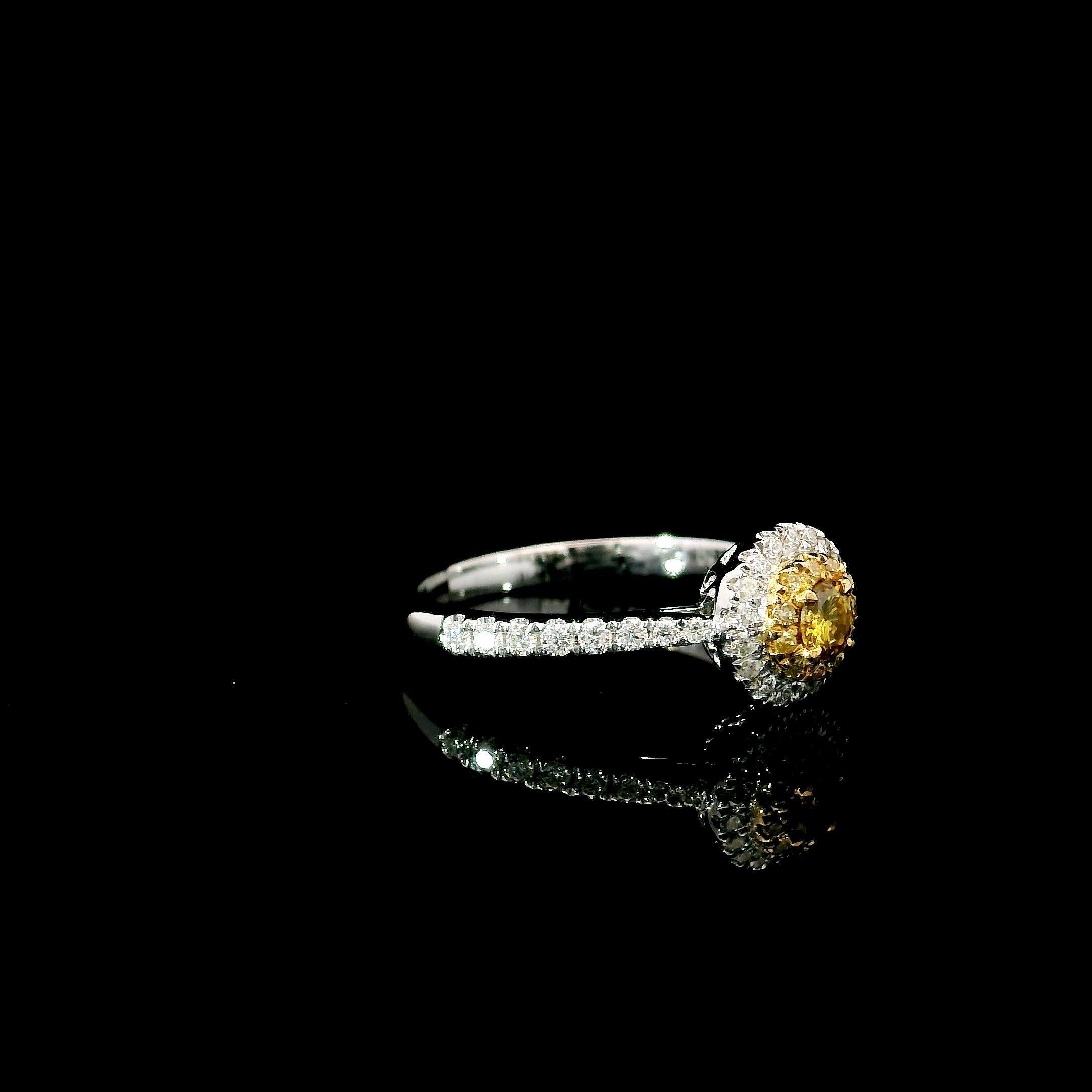 AGL Certified 0.11 Carat Fancy Intense Yellow VS Clarity Diamond Ring In New Condition For Sale In บางรัก, TH