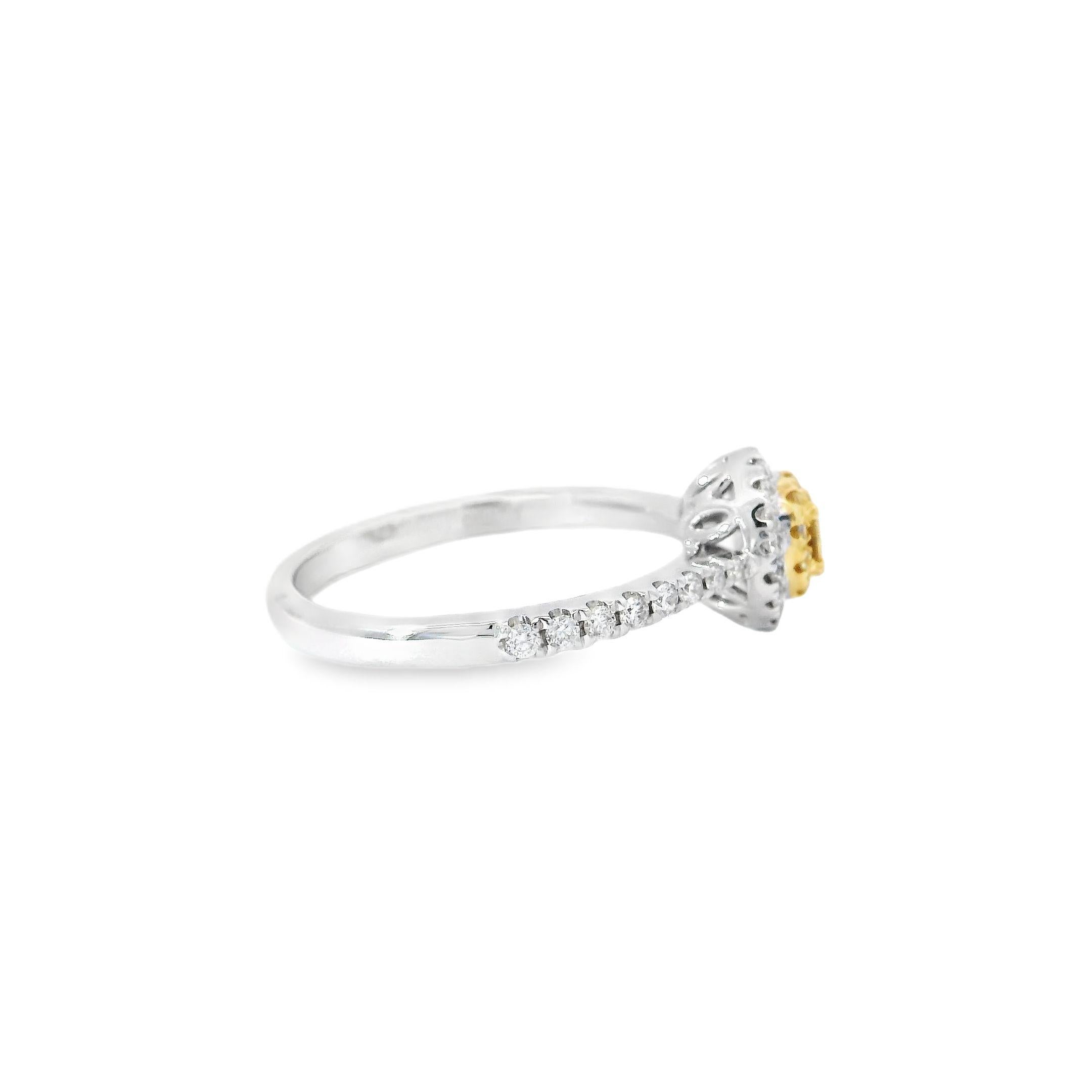 AGL Certified 0.11 Carat Fancy Intense Yellow VS Clarity Diamond Ring For Sale 1
