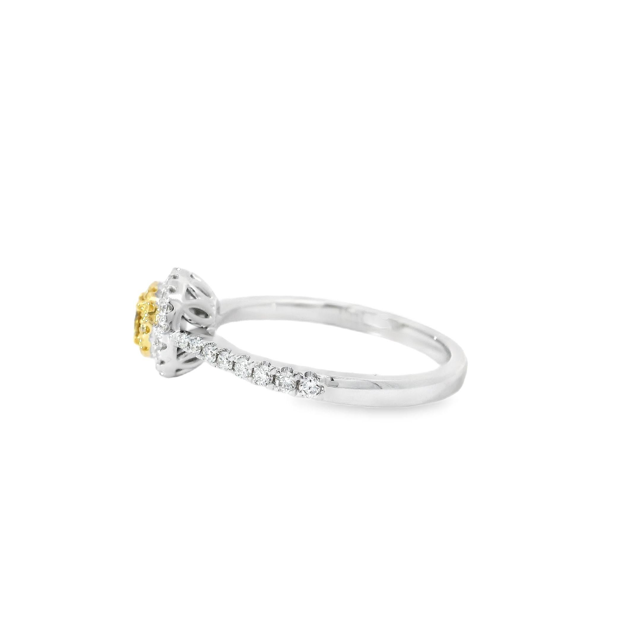 AGL Certified 0.11 Carat Fancy Intense Yellow VS Clarity Diamond Ring For Sale 2