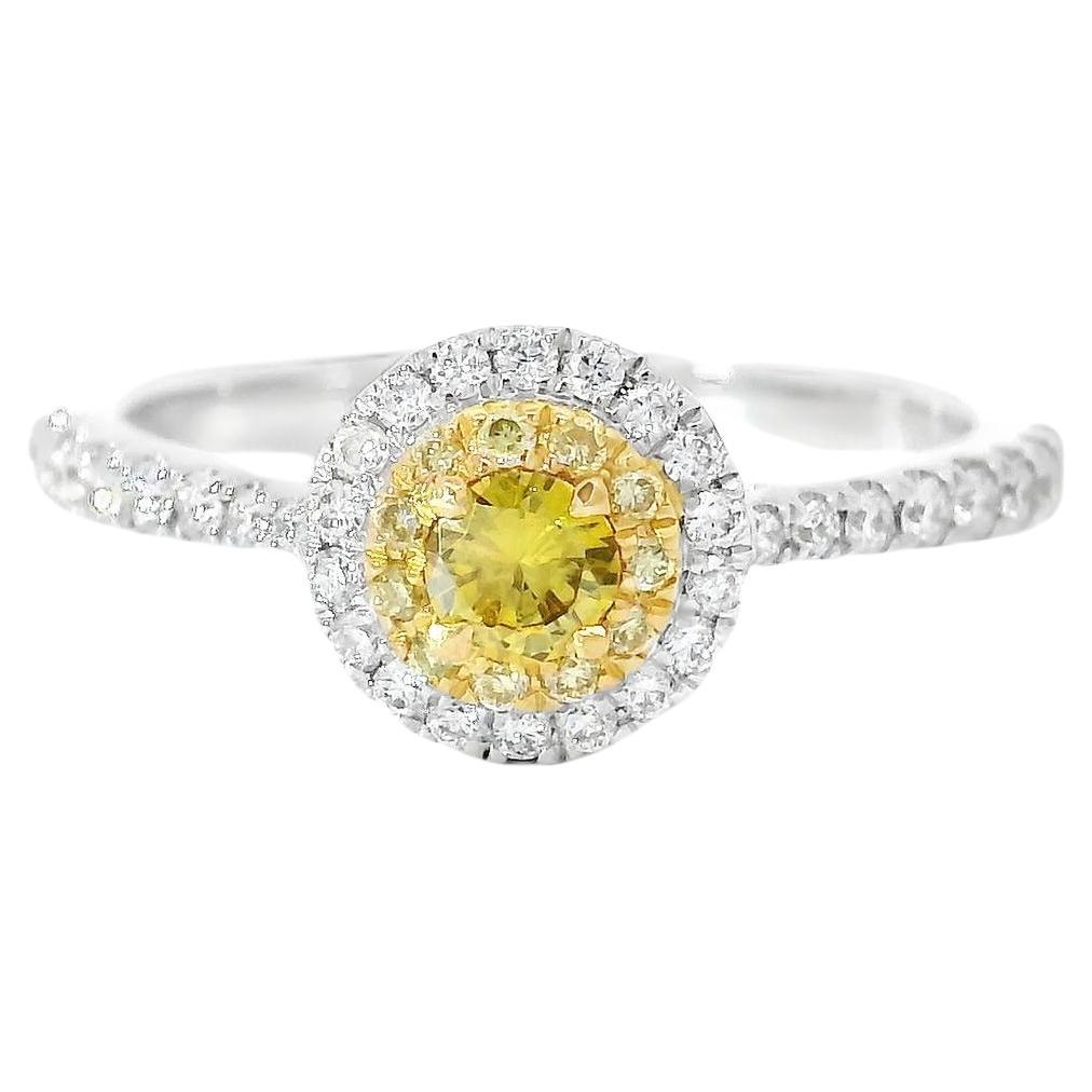 AGL Certified 0.11 Carat Fancy Intense Yellow VS Clarity Diamond Ring