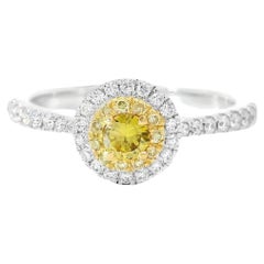 AGL Certified 0.11 Carat Fancy Intense Yellow VS Clarity Diamond Ring