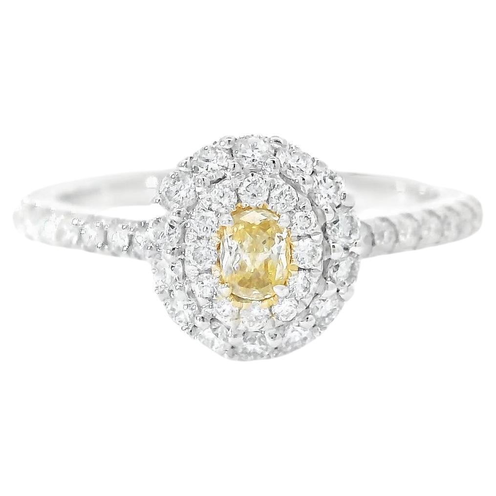 AGL Certified 0.11 Carat Fancy Yellow VS Clarity Diamond Ring For Sale
