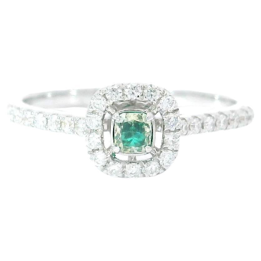 AGL Certified 0.112 Carat Fancy Intense Green VS Clarity Diamond Ring