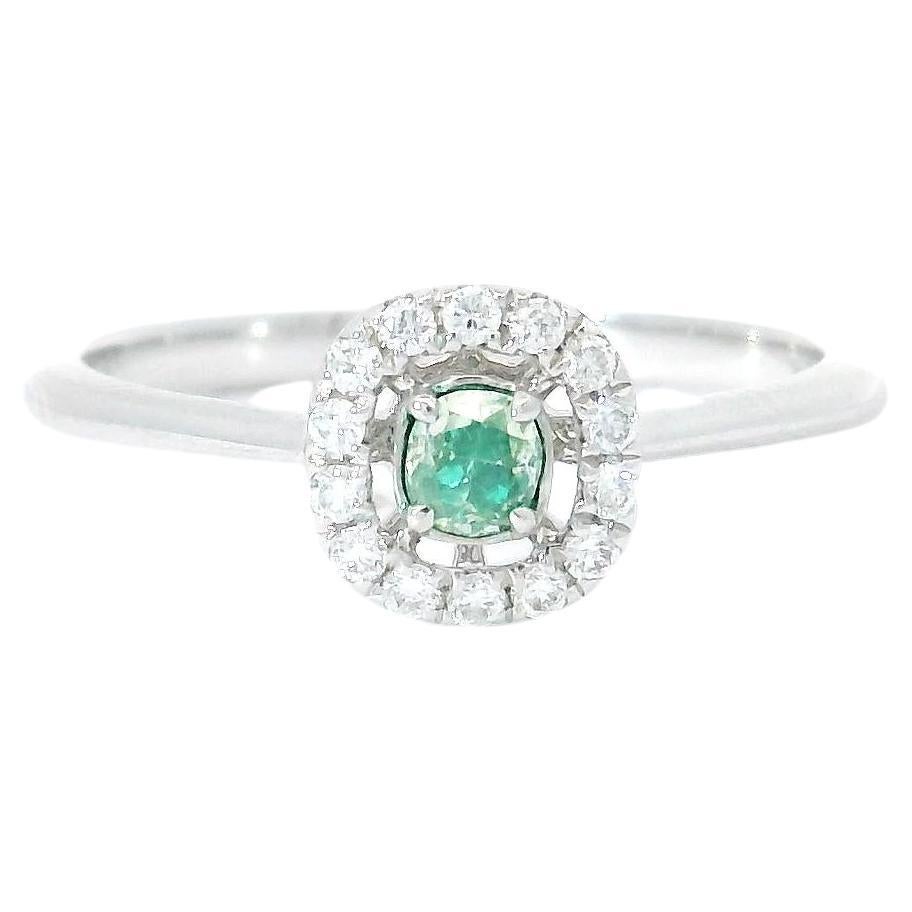 AGL Certified 0.113 Carat Fancy Intense Green VS Clarity Diamond Ring For Sale