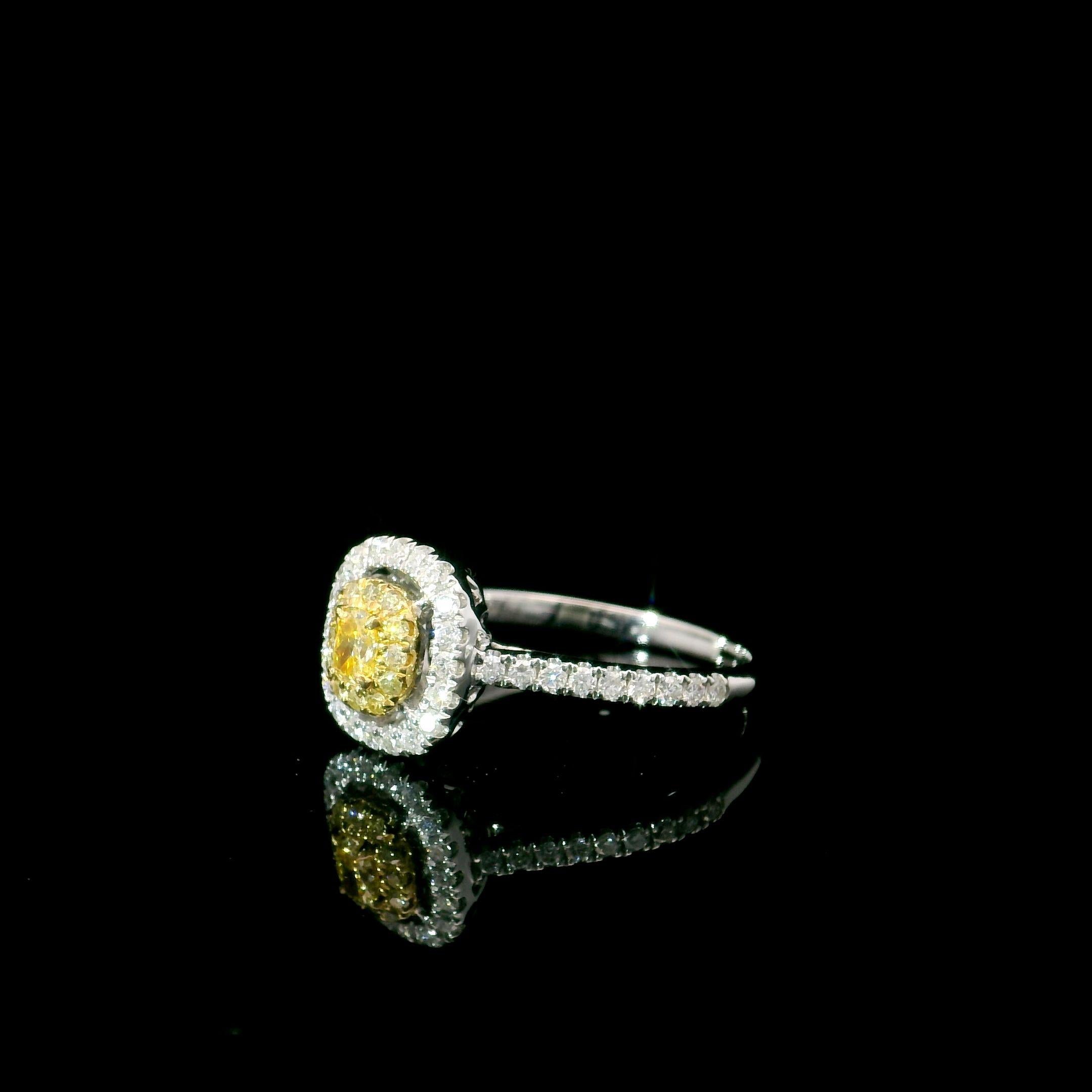AGL Certified 0.113 Carat Fancy Intense Yellow VS Clarity Diamond Ring In New Condition For Sale In บางรัก, TH