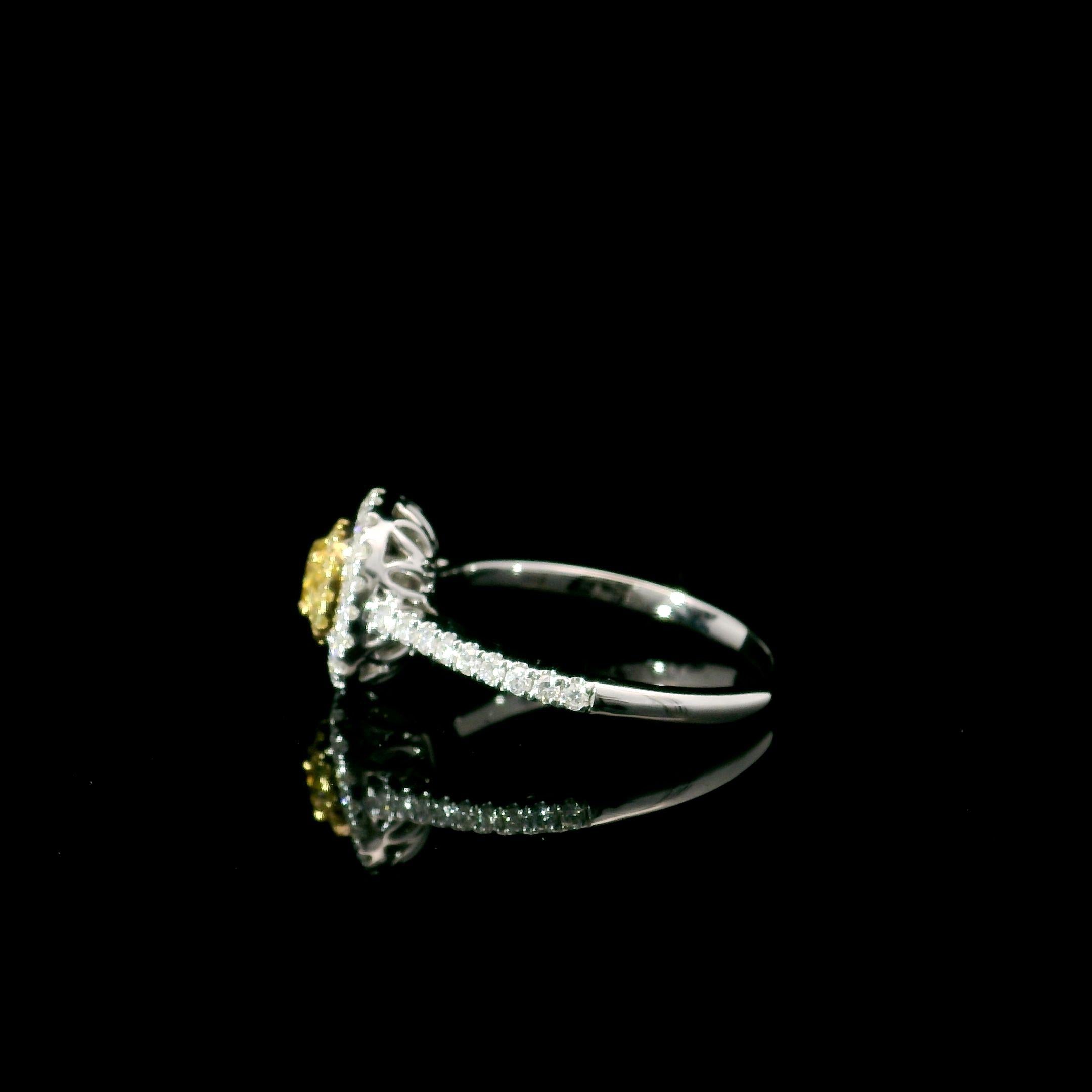 AGL Certified 0.113 Carat Fancy Intense Yellow VS Clarity Diamond Ring For Sale 1
