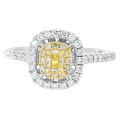 AGL Certified 0.113 Carat Fancy Intense Yellow VS Clarity Diamond Ring