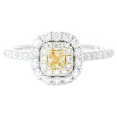 AGL zertifizierter 0.116 Karat Fancy Yellow VS Clarity Diamantring