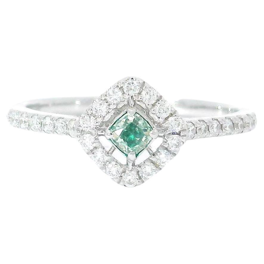 AGL Certified 0.12 Carat Fancy Green VS2 Clarity Diamond Ring