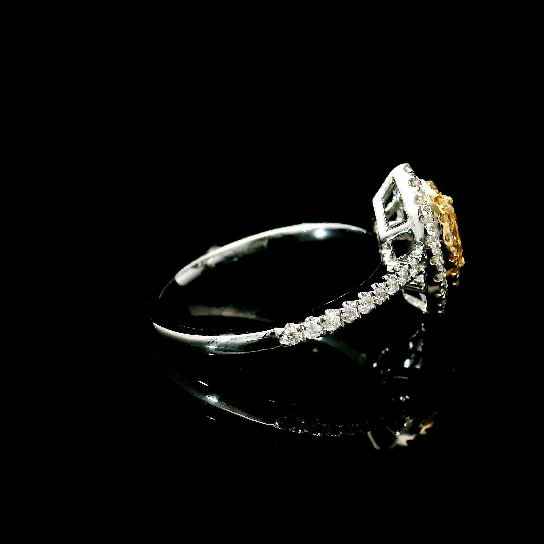 AGL Certified 0.12 Carat Fancy Yellow VS Clarity Diamond Ring For Sale 1