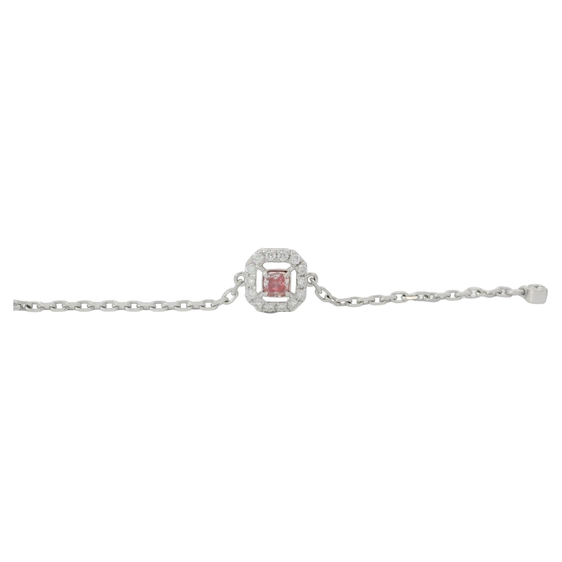 Bracciale con diamanti certificati AGL da 0,123 carati Pink Diamond VS Clarity in vendita