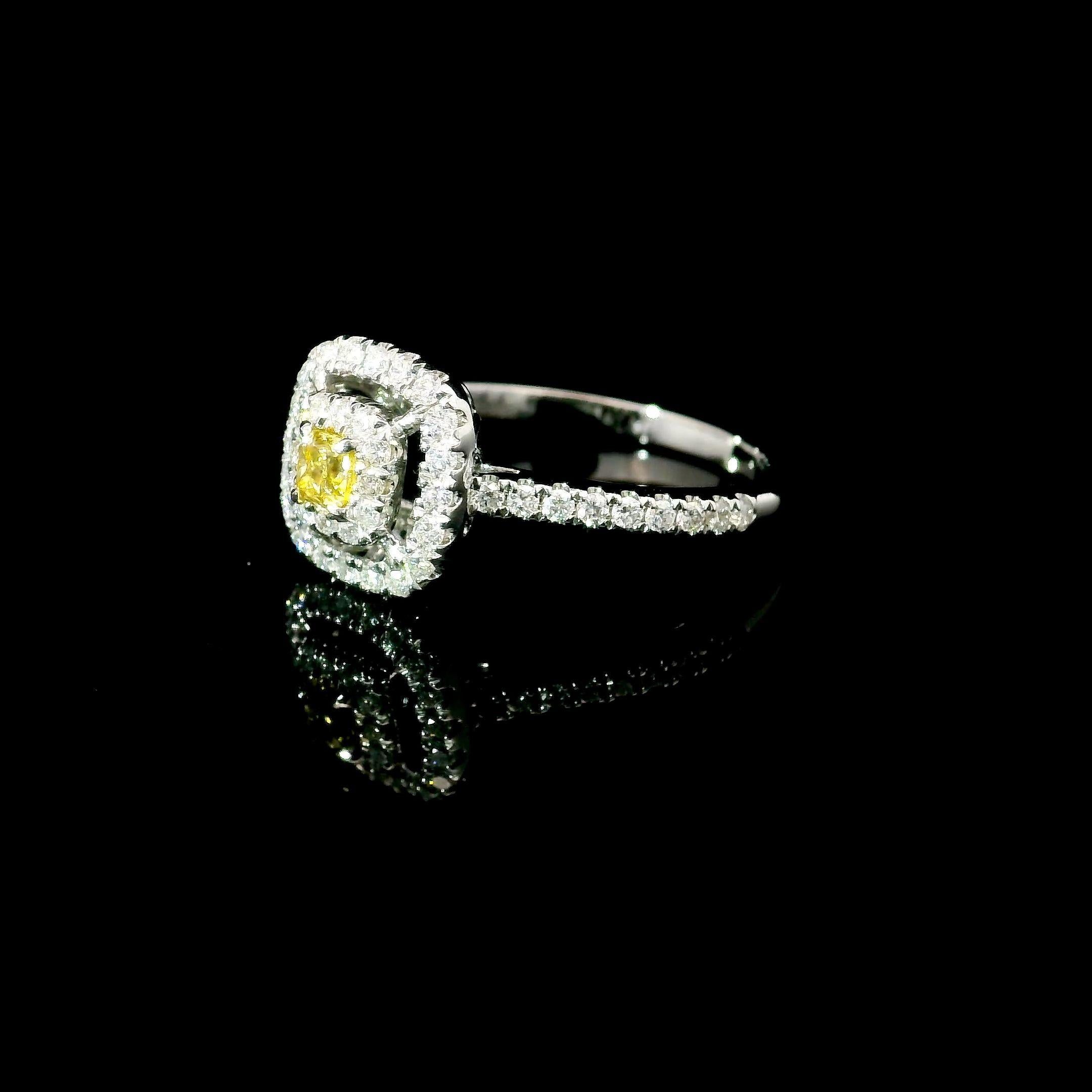 Anello con diamante certificato AGL da 0.125 carati, di colore giallo intenso e purezza VS In condizioni Nuovo in vendita a บางรัก, TH