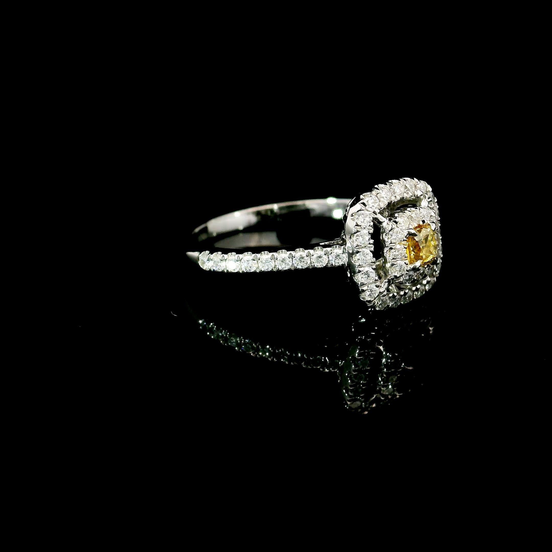 da uomo o donna Anello con diamante certificato AGL da 0.125 carati, di colore giallo intenso e purezza VS in vendita