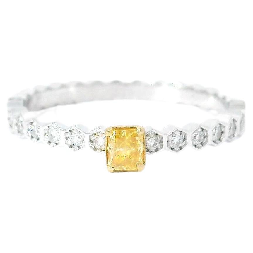 AGL Certified 0.13 Carat Fancy Vivid Yellow VS Clarity Diamond Ring
