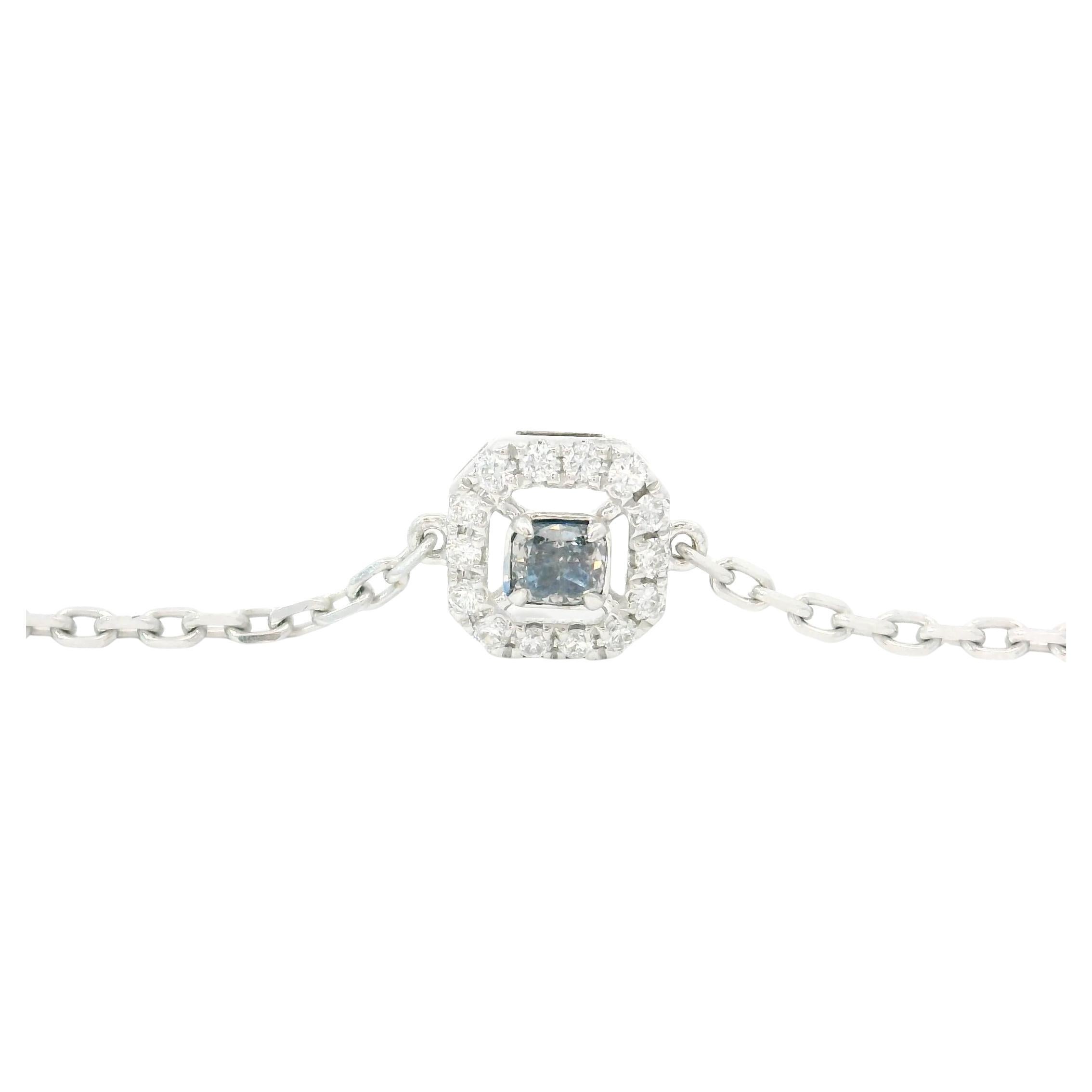 Bracelet en diamant certifié AGL 0,137 carat Fancy Blue SI Clarity en vente