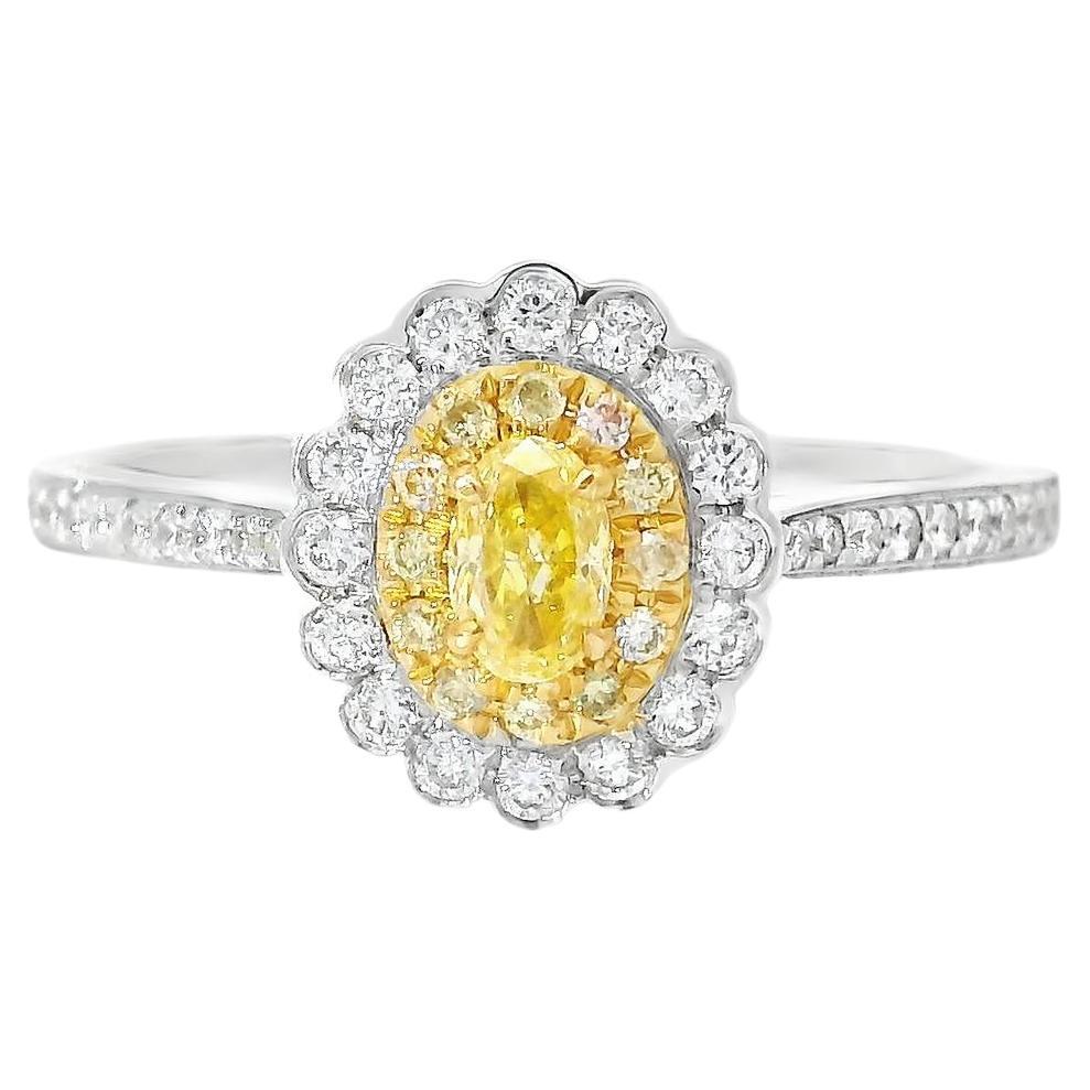 AGL Certified 0.137 Carat Fancy Yellow SI Clarity Diamond Ring