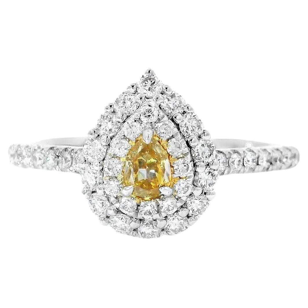 AGL Certified 0.141 Carat Fancy Yellow VS Clarity Diamond Ring For Sale