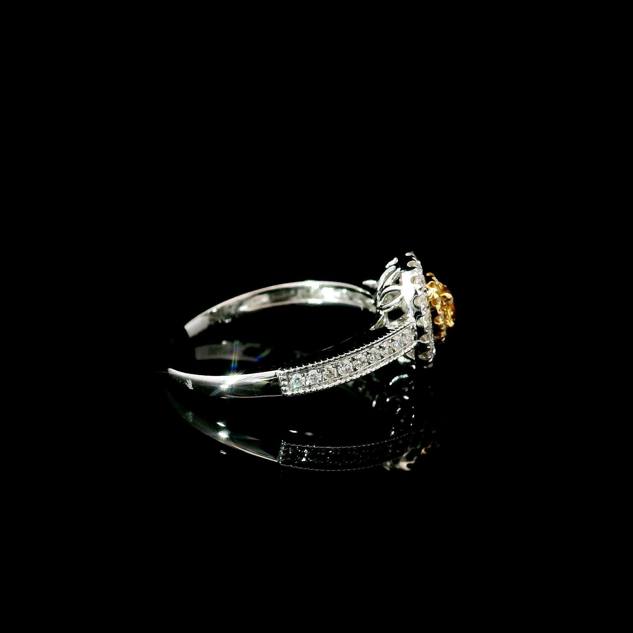 AGL Certified 0.142 Carat Fancy Yellow VS Clarity Diamond Ring For Sale 2