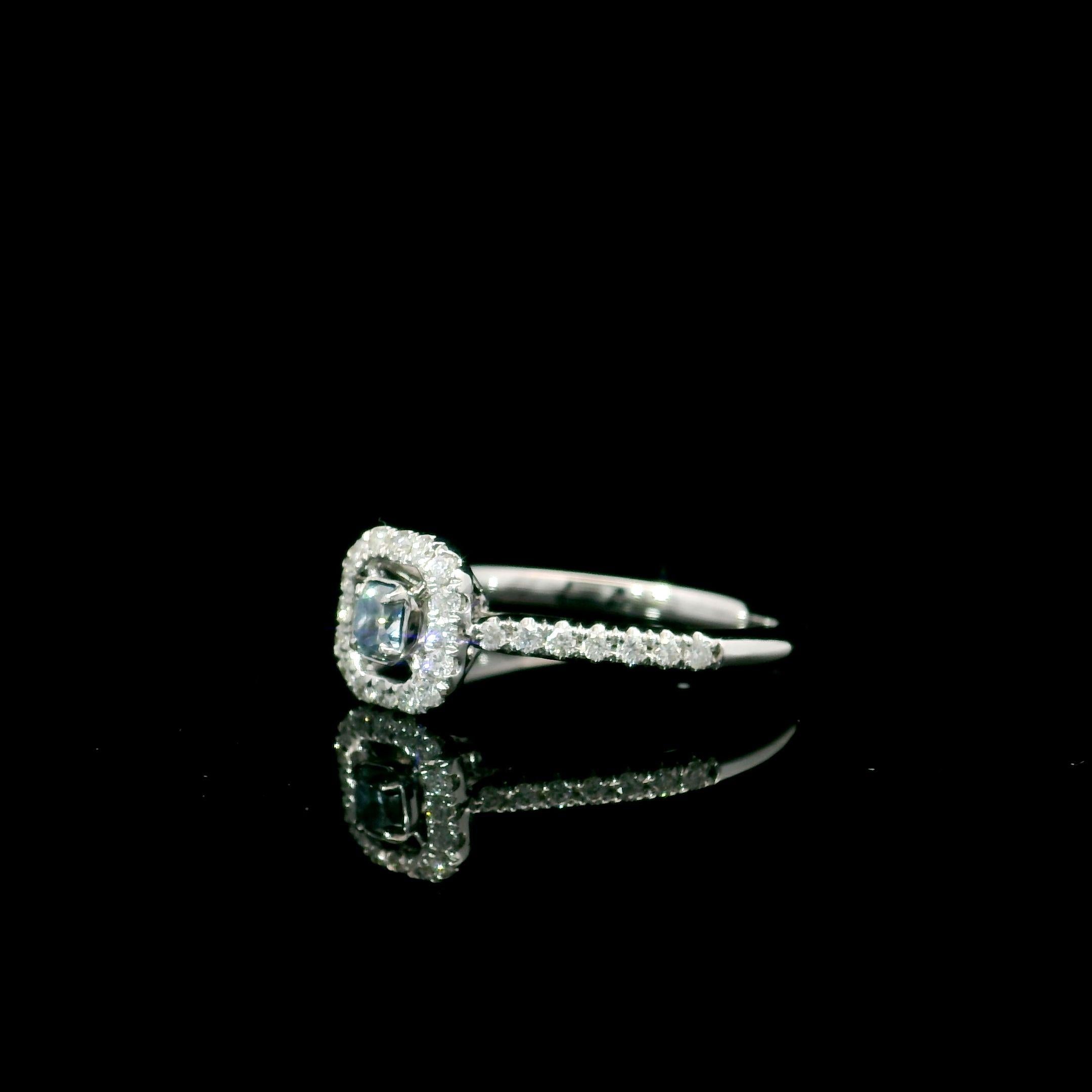 AGL Certified 0.146 Carat Fancy Blue SI1 Clarity Diamond Ring In New Condition For Sale In บางรัก, TH