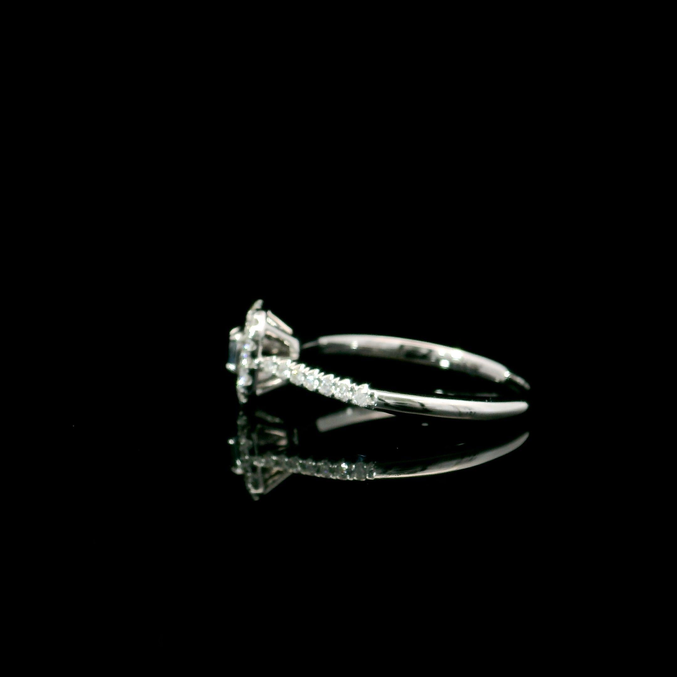 AGL Certified 0.146 Carat Fancy Blue SI1 Clarity Diamond Ring For Sale 1