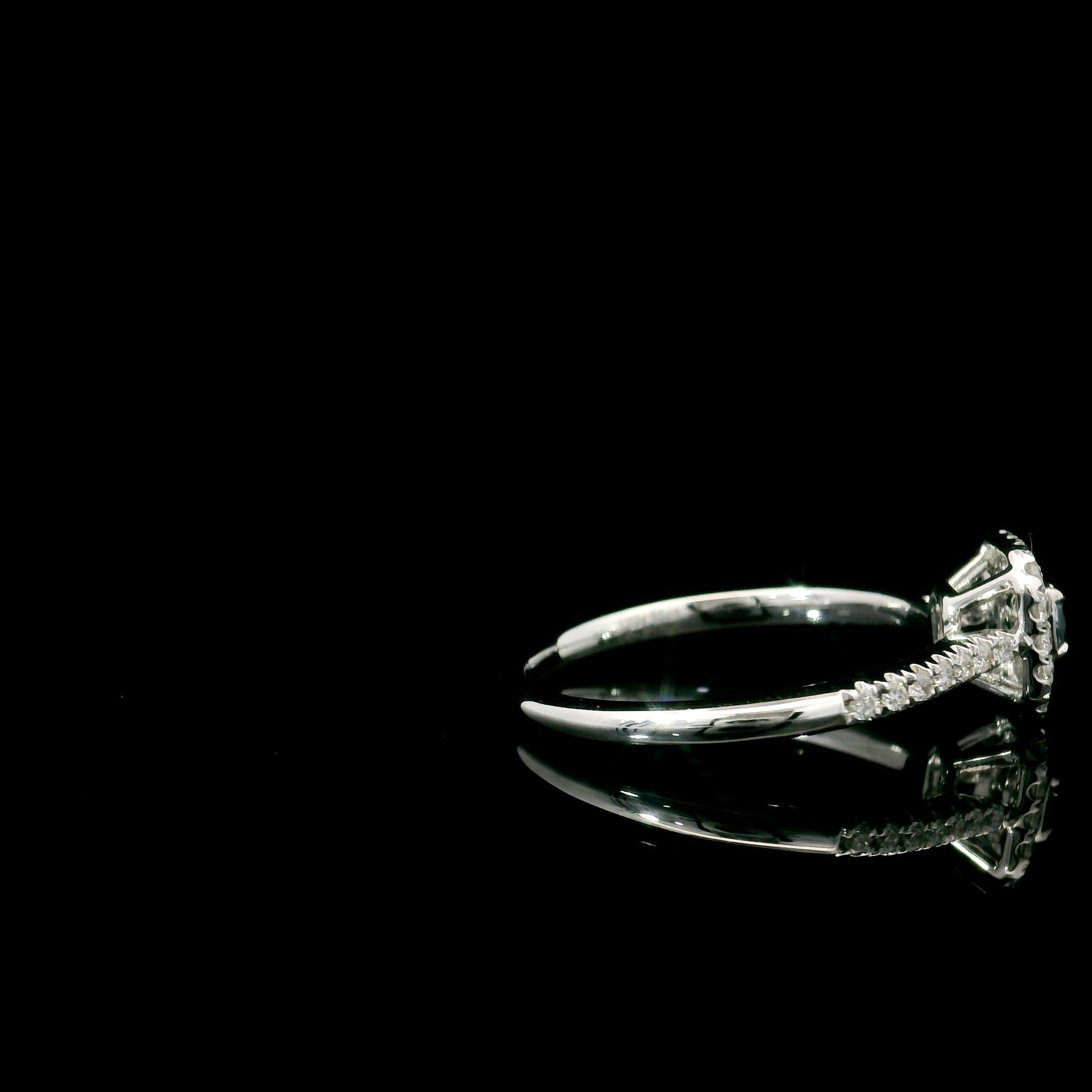 AGL Certified 0.146 Carat Fancy Blue SI1 Clarity Diamond Ring For Sale 2