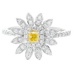 Anello con diamante certificato AGL da 0.147 carati, di colore giallo intenso e purezza VS