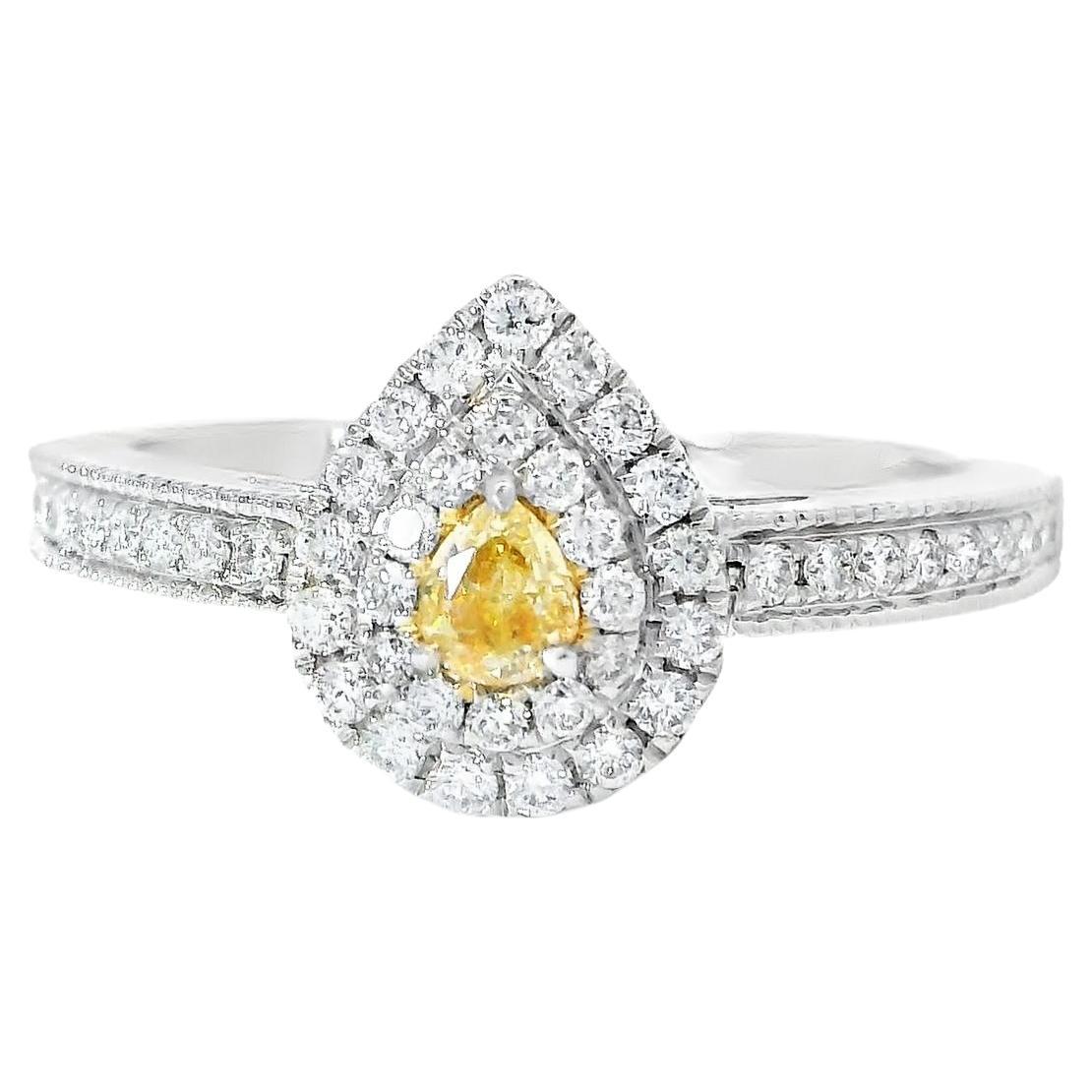 AGL Certified 0.147 Carat Fancy Intense Yellow VS Clarity Diamond Ring For Sale