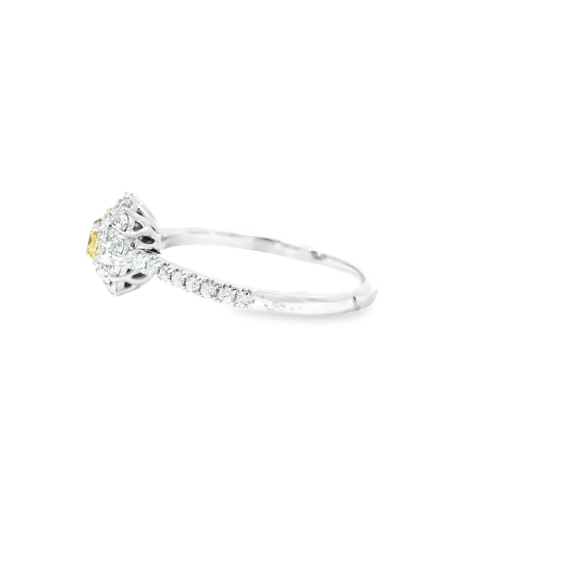 AGL Certified 0.149 Carat Fancy Yellow VS Clarity Diamond Ring For Sale 1