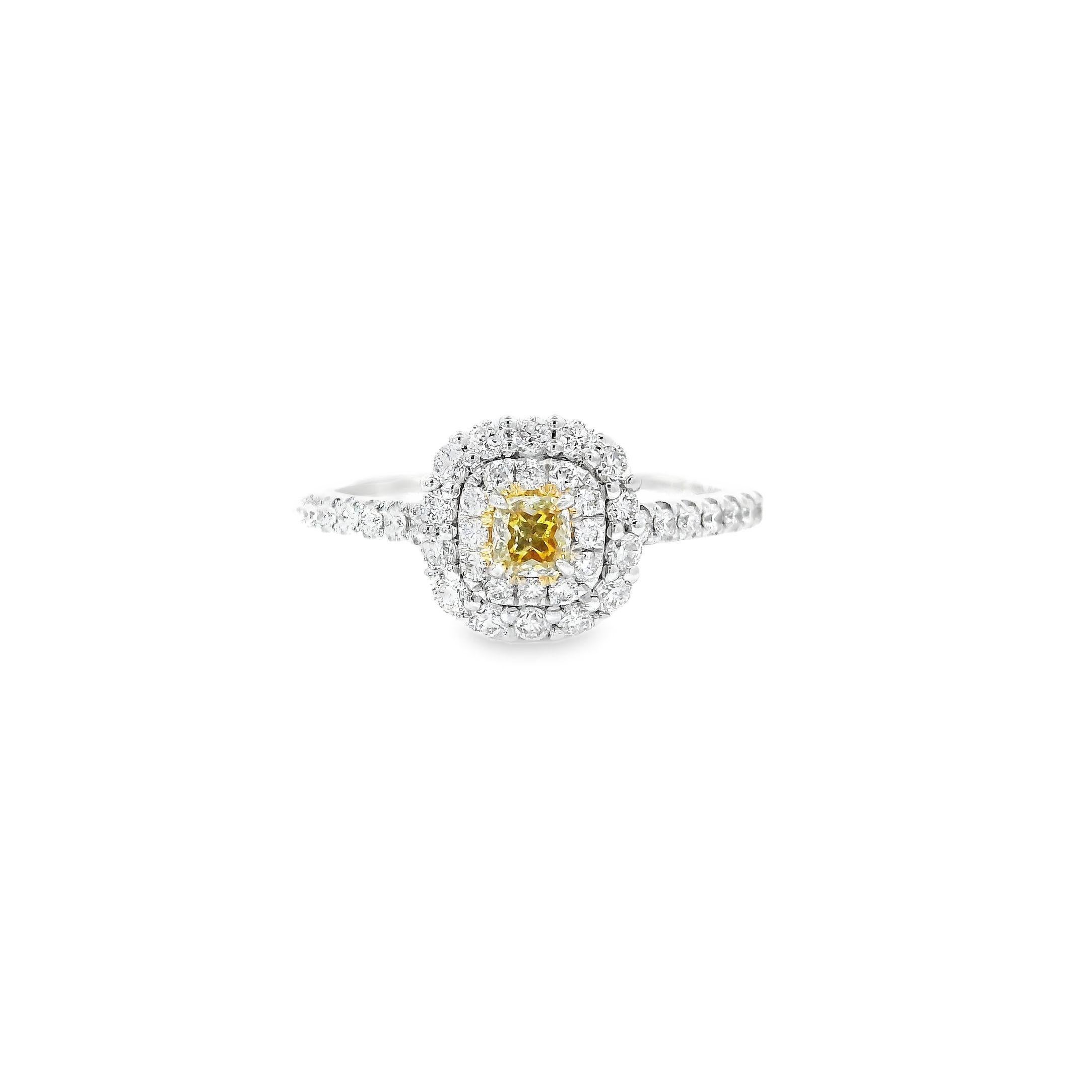 AGL Certified 0.149 Carat Fancy Yellow VS Clarity Diamond Ring For Sale 2