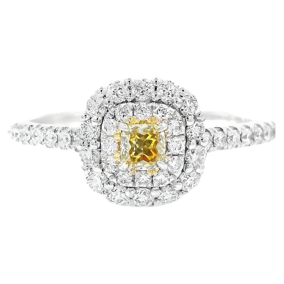 AGL Certified 0.149 Carat Fancy Yellow VS Clarity Diamond Ring For Sale