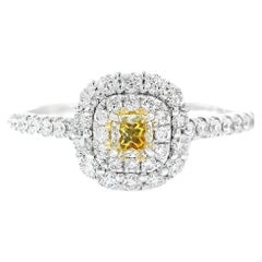 Anello con diamante certificato AGL da 0.149 carati, di colore giallo scuro e purezza VS