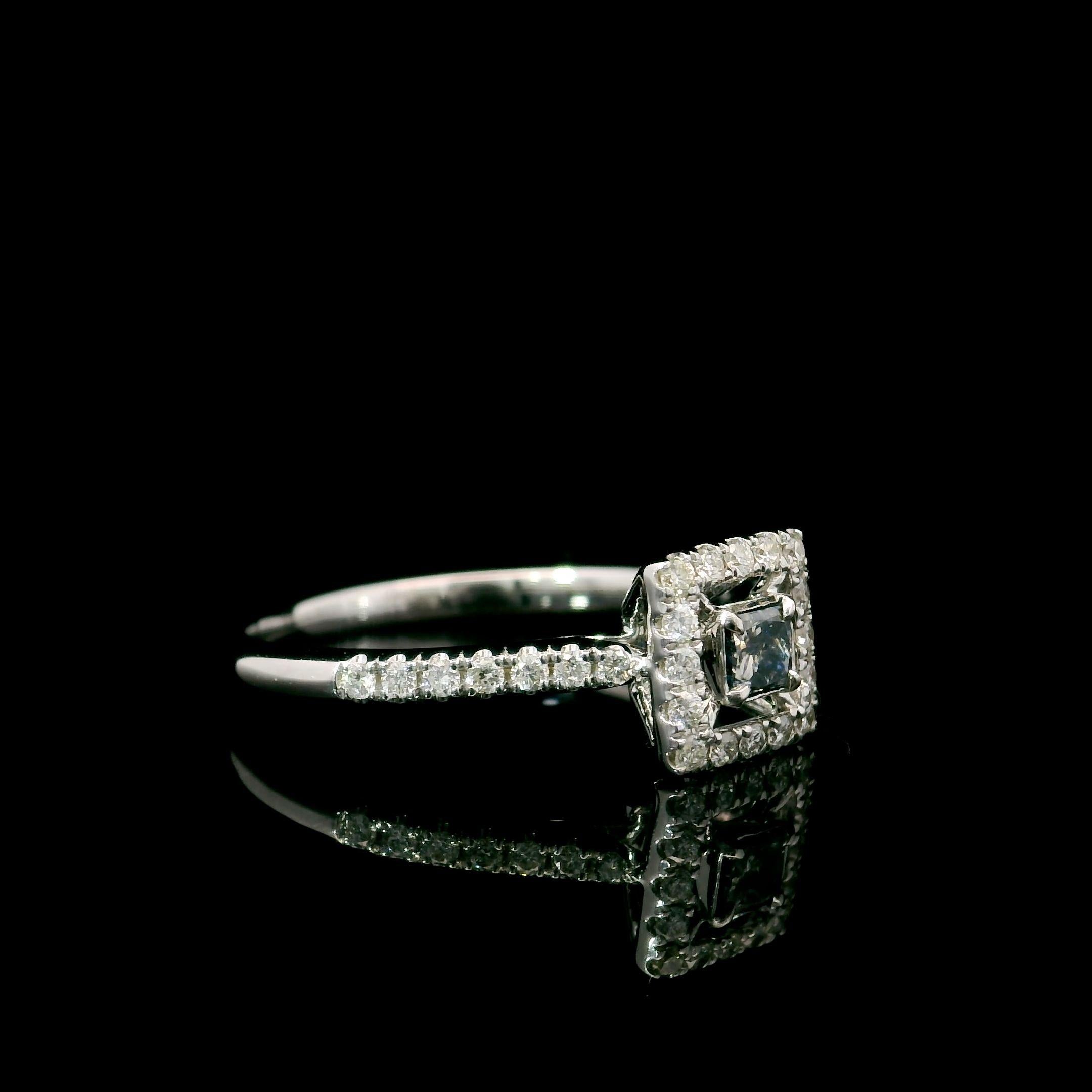 AGL-zertifizierter 0.15 Karat Fancy Blauer VS Reinheit Diamantring mit Diamanten (Kissenschliff) im Angebot