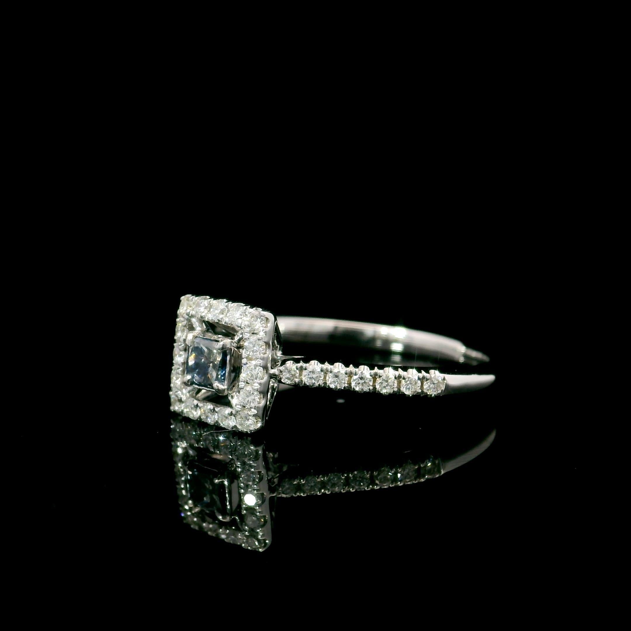AGL-zertifizierter 0.15 Karat Fancy Blauer VS Reinheit Diamantring mit Diamanten im Zustand „Neu“ im Angebot in บางรัก, TH