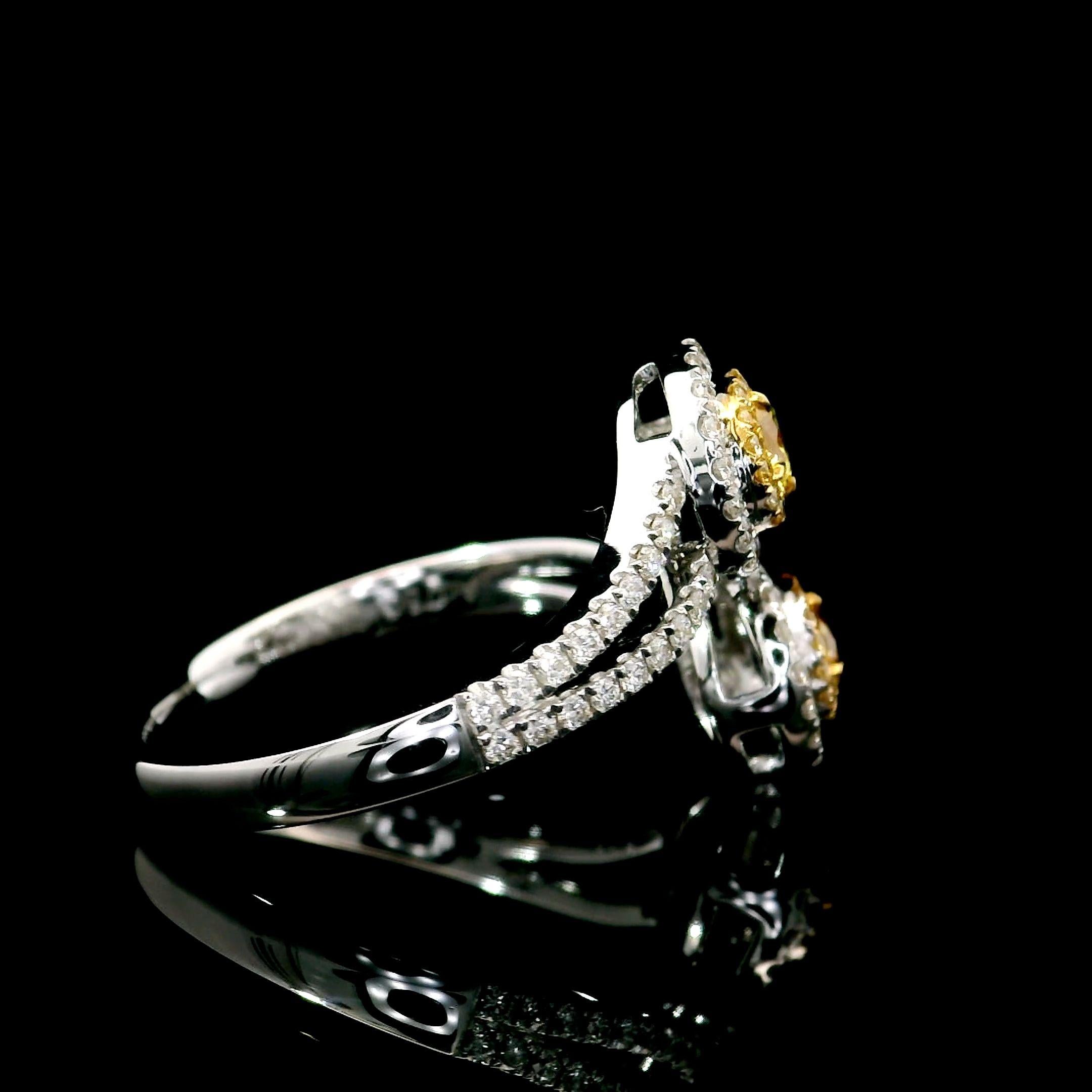 Anillo de diamantes con certificado AGL de 0,15 quilates Fancy Naranja / Amarillo VS Claridad en venta 2