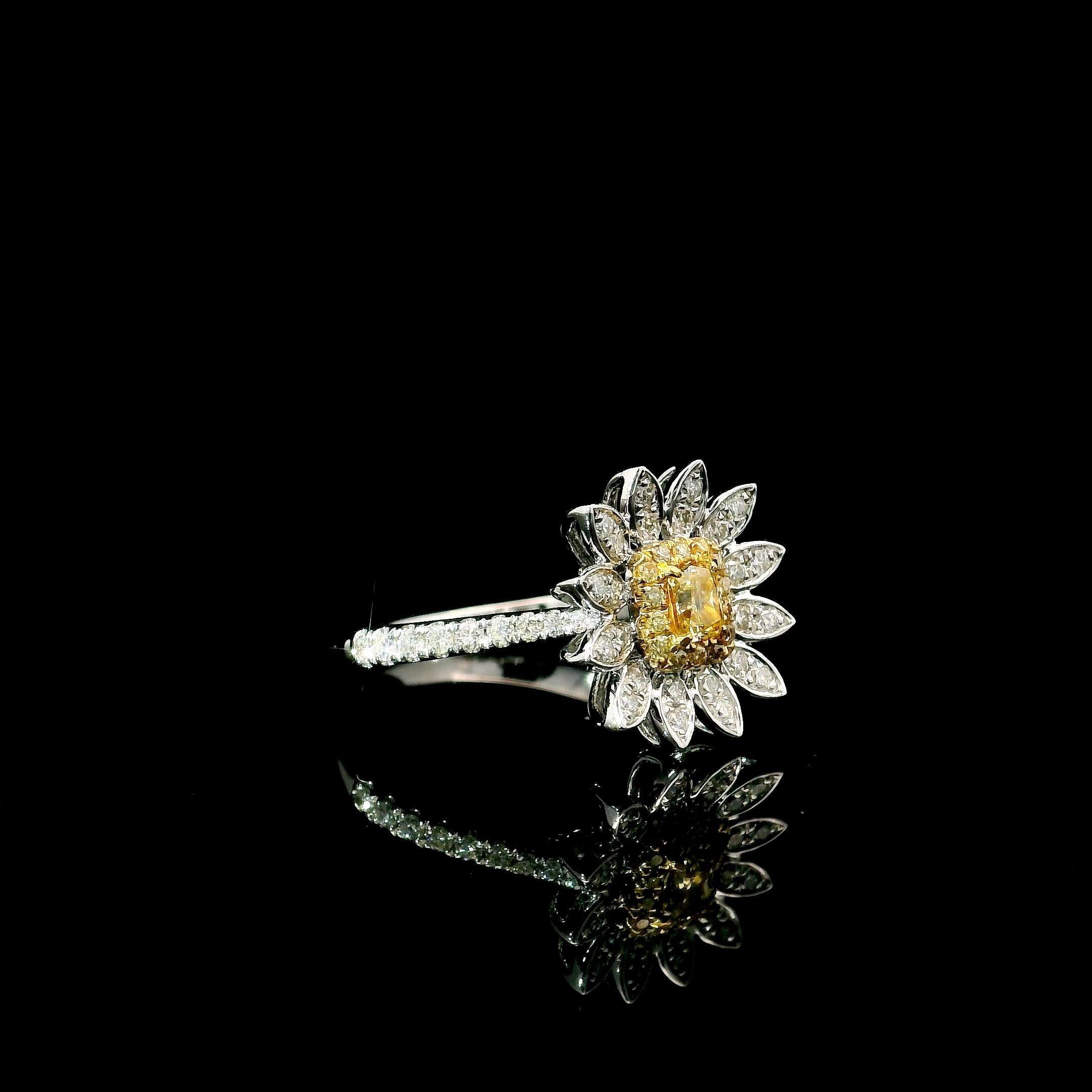 Anello con diamante certificato AGL da 0.156 carati, di colore giallo scuro e purezza VS In condizioni Nuovo in vendita a บางรัก, TH