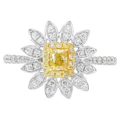 Anello con diamante certificato AGL da 0.156 carati, di colore giallo scuro e purezza VS