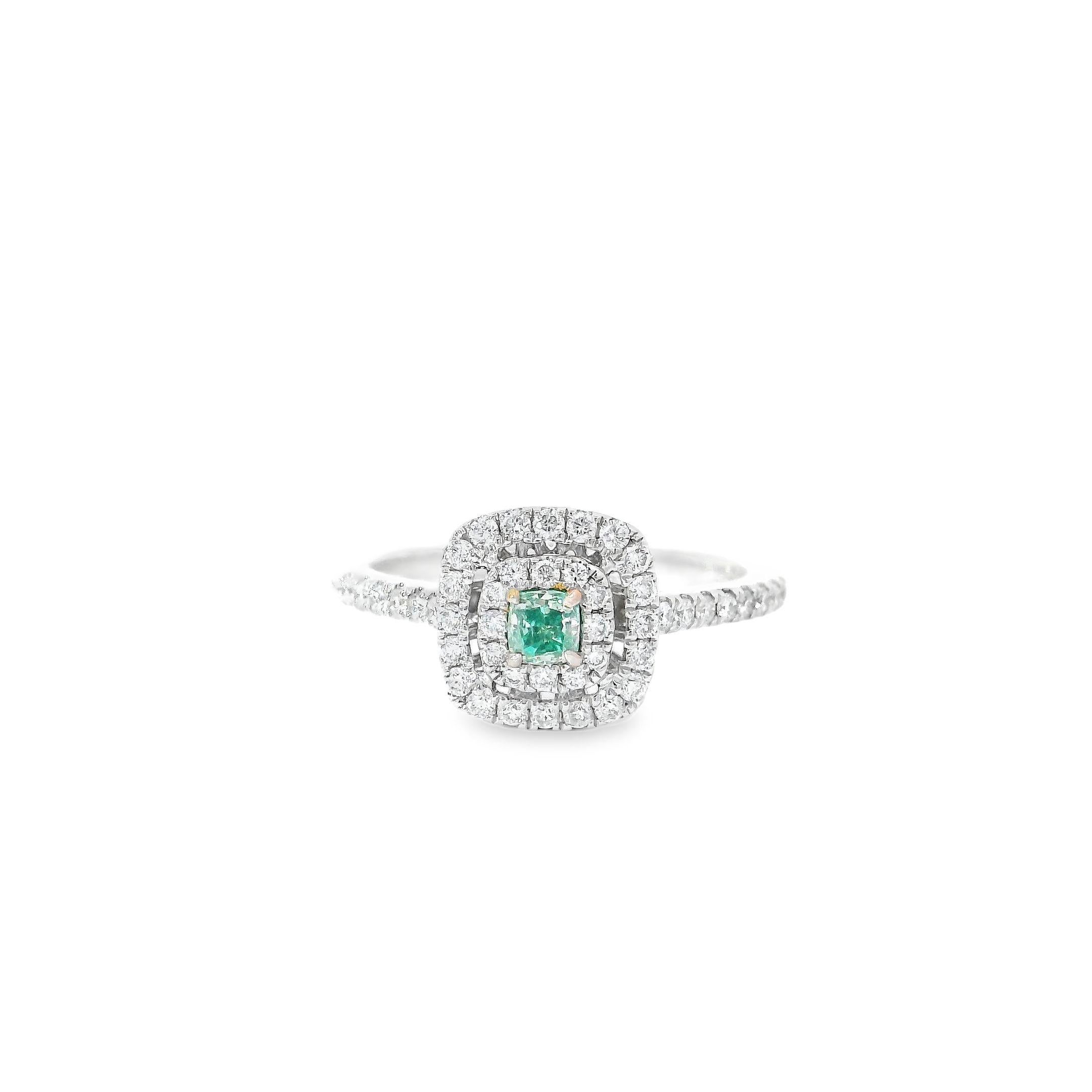 AGL Certified 0.157 Carat Fancy Green VS Clarity Diamond Ring For Sale 2
