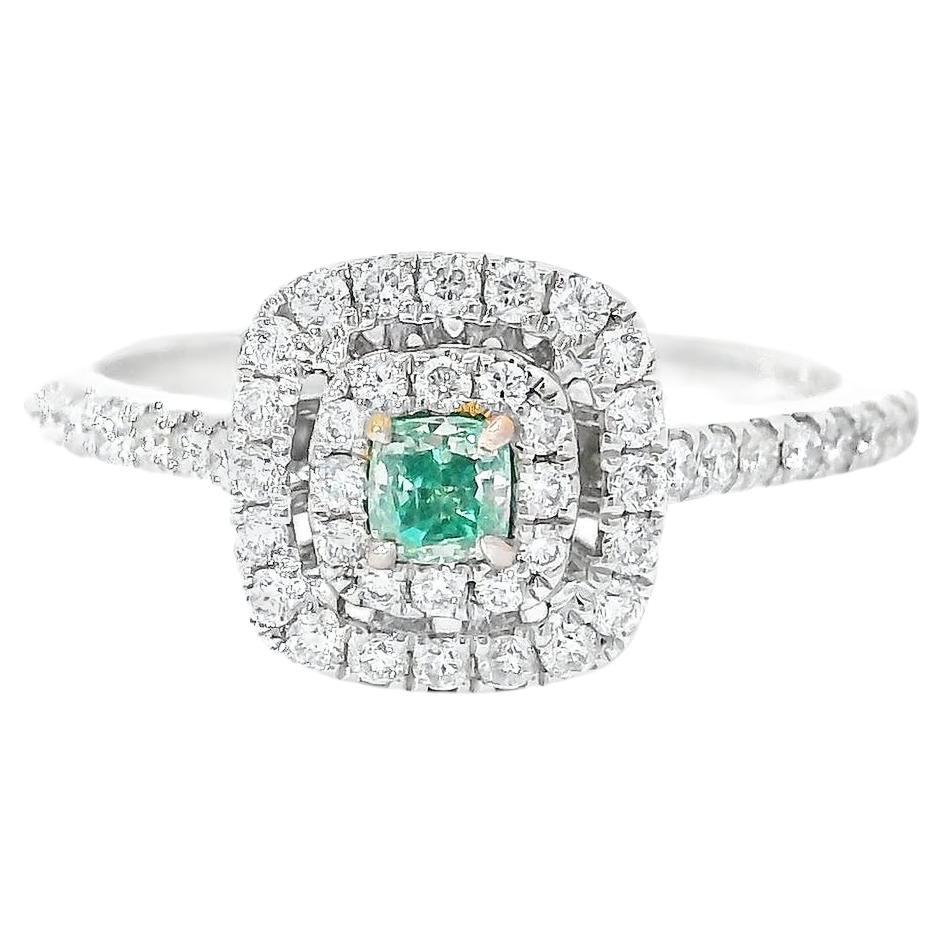 AGL Certified 0.157 Carat Fancy Green VS Clarity Diamond Ring For Sale