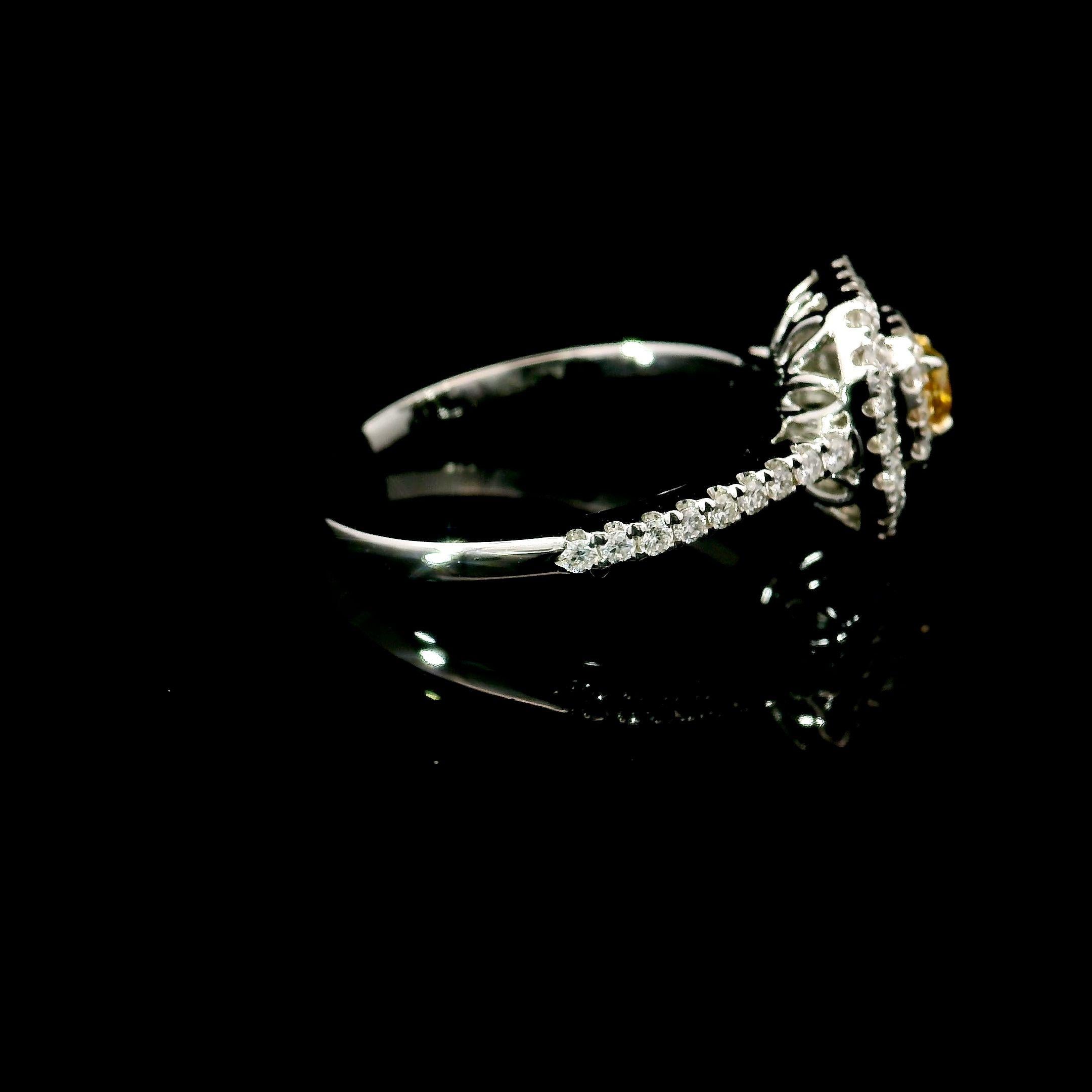 AGL Certified 0.16 Carat Fancy Yellow VS Clarity Diamond Ring For Sale 1