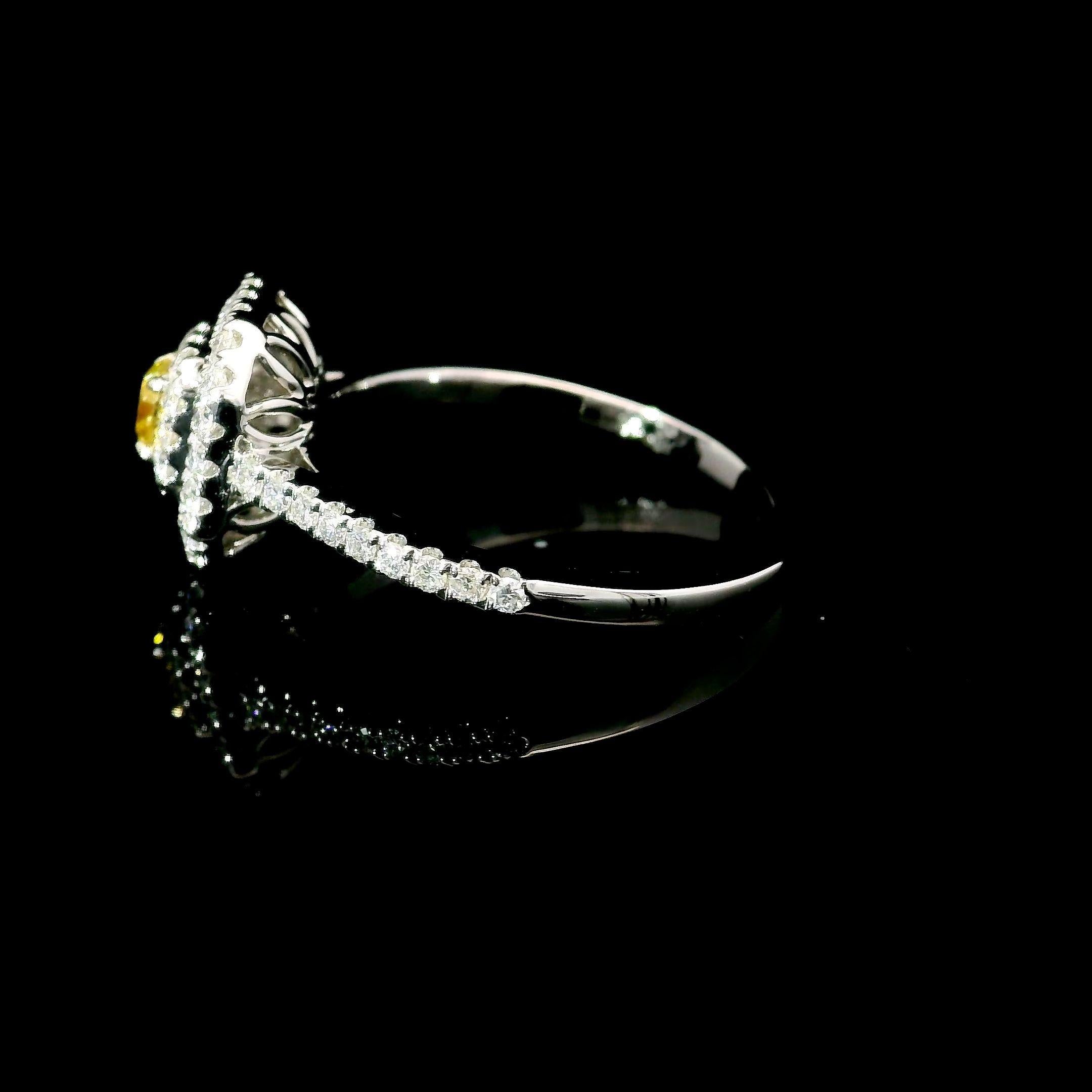 AGL Certified 0.16 Carat Fancy Yellow VS Clarity Diamond Ring For Sale 2