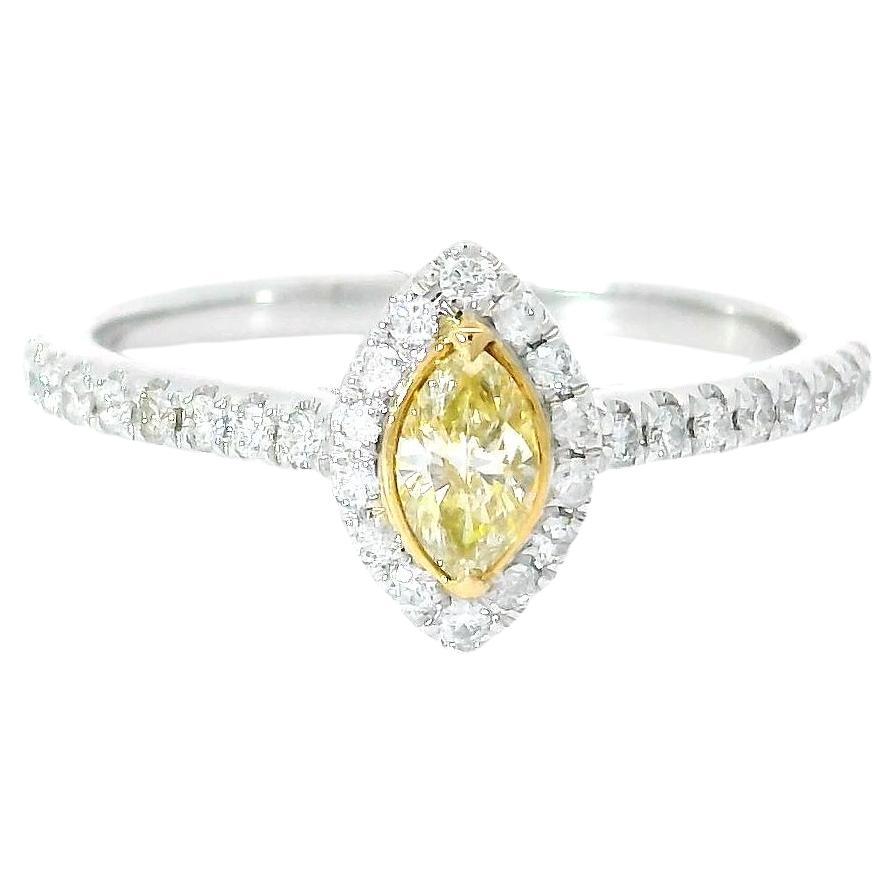AGL Certified 0.168 Carat Fancy Yellow SI Clarity Diamond Ring For Sale