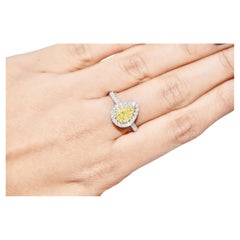 Bague fantaisie en diamant jaune 0,17 carat certifié AGL, pureté SI