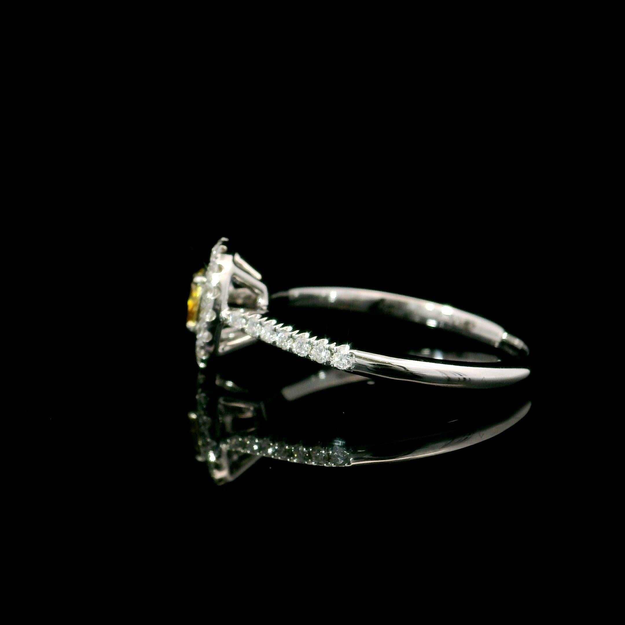 AGL Certified 0.179 Carat Deep Yellow SI1 Clarity Diamond Ring For Sale 1