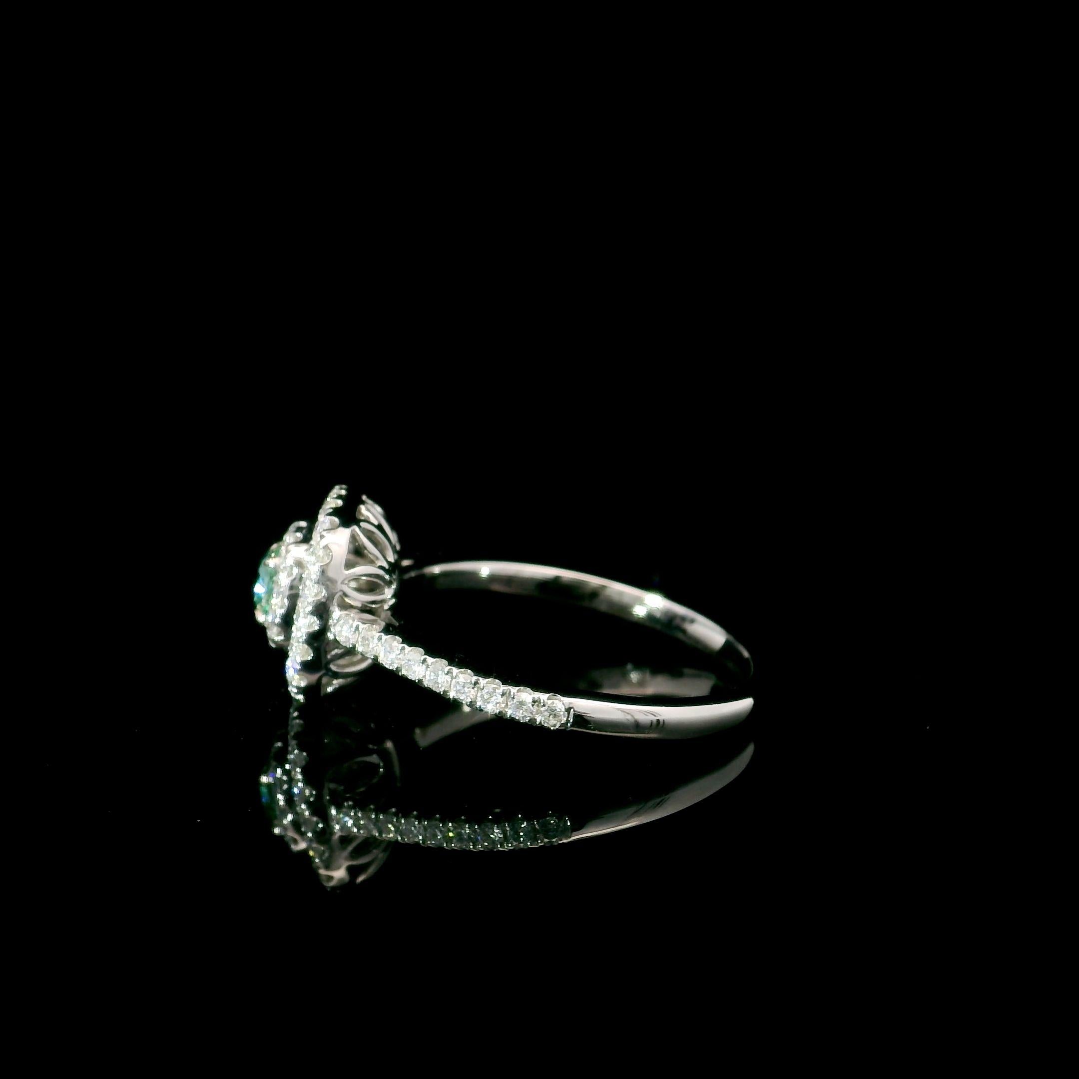 Women's or Men's AGL Certified 0.182 Carat Fancy intense green VS Clarity Diamond Ring For Sale