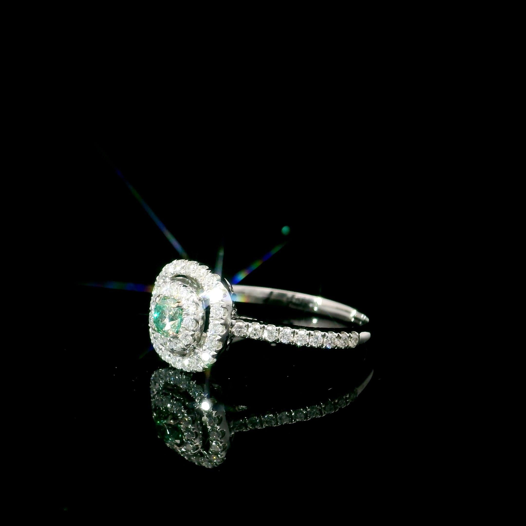 AGL Certified 0.182 Carat Fancy intense green VS Clarity Diamond Ring For Sale 1