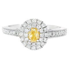 Anello con diamante certificato AGL da 0,186 carati, di colore giallo intenso e purezza VS