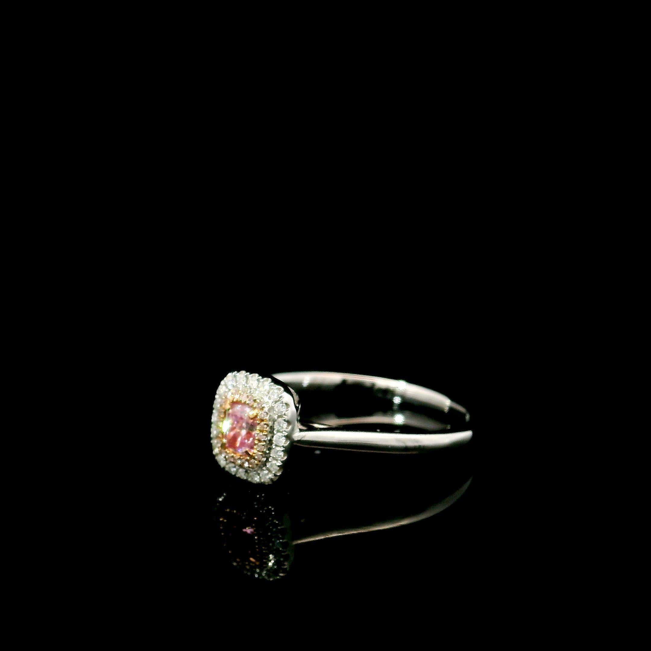 AGL Certified 0.19 Carat Fancy Pink VS Clarity Diamond Ring In New Condition For Sale In บางรัก, TH
